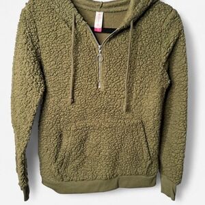 Medium No Boundaries olive green sherpa quarter zip hoodie